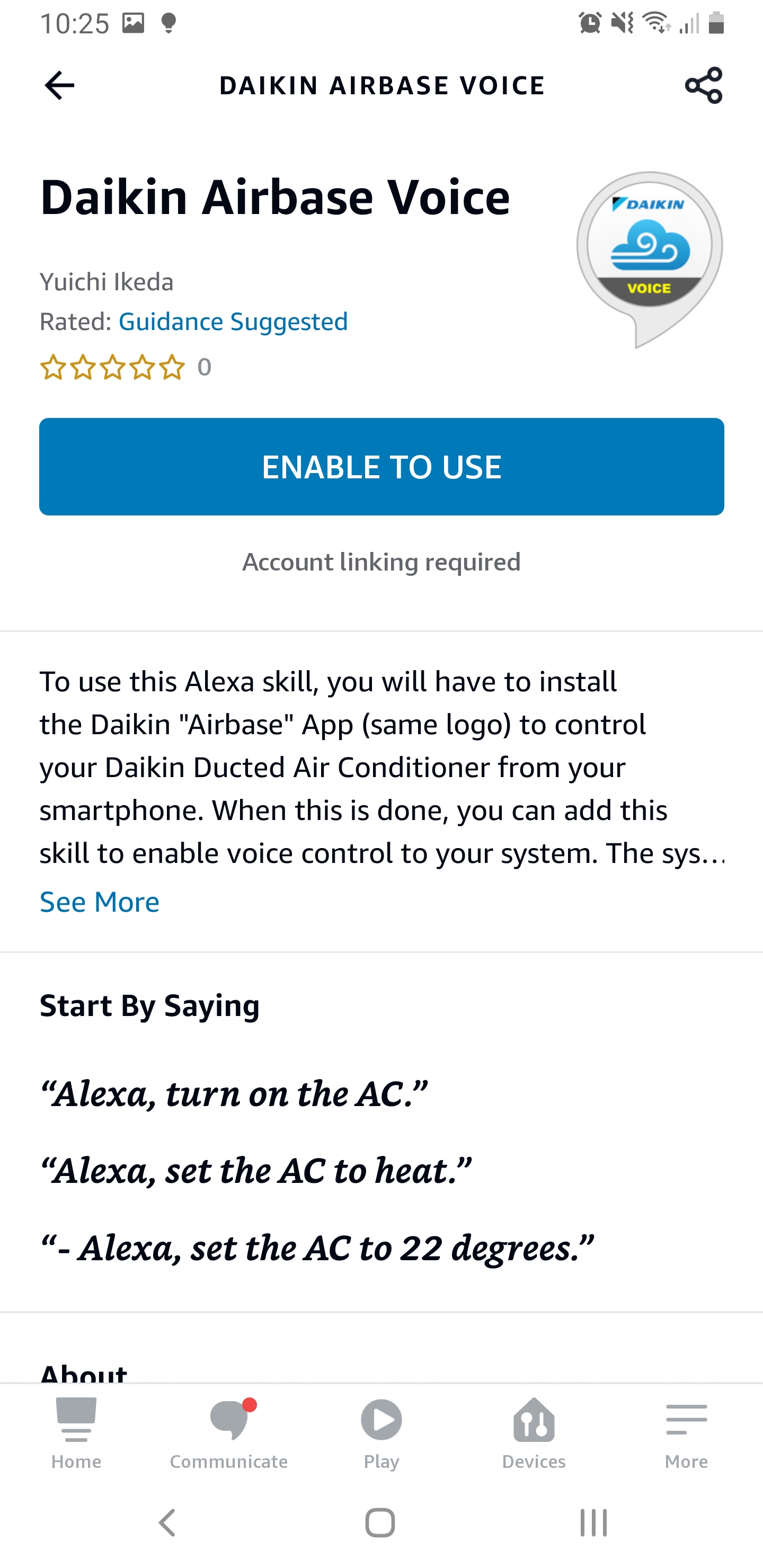 Alexa best sale daikin skill